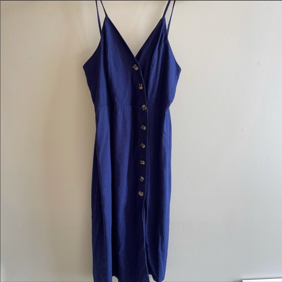 Urban Romantics blue linen button up dress small - Picture 2 of 8
